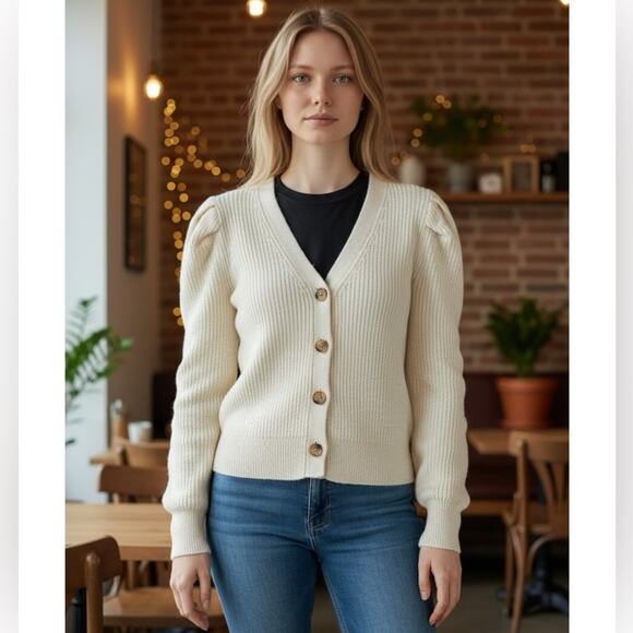 Cinq à Sept Carly Cardigan in Ivory Women's XS - Picture 1 of 8